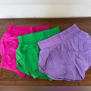 Light purple flowy liner shorts (right)